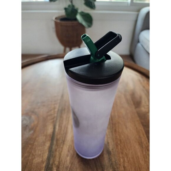 2010 Starbucks Frosted Plastic Water Travel Tumbler Flip Straw 20oz - Picture 2 of 5
